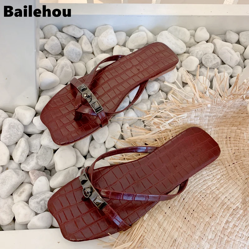 

Bailehou Women Summer Beach Slippers Ladies Luxury Brand Flip Flops Open Toe Flat Outdoor Sandal Female Slides Shoes