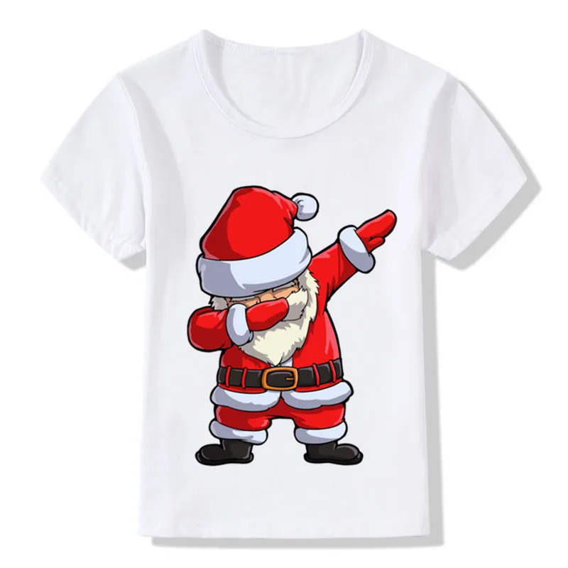 

Buffer Santa Claus pattern funny kids t-shirt kids cartoon christmas clothes baby boy girl summer cotton round neck t-shirt