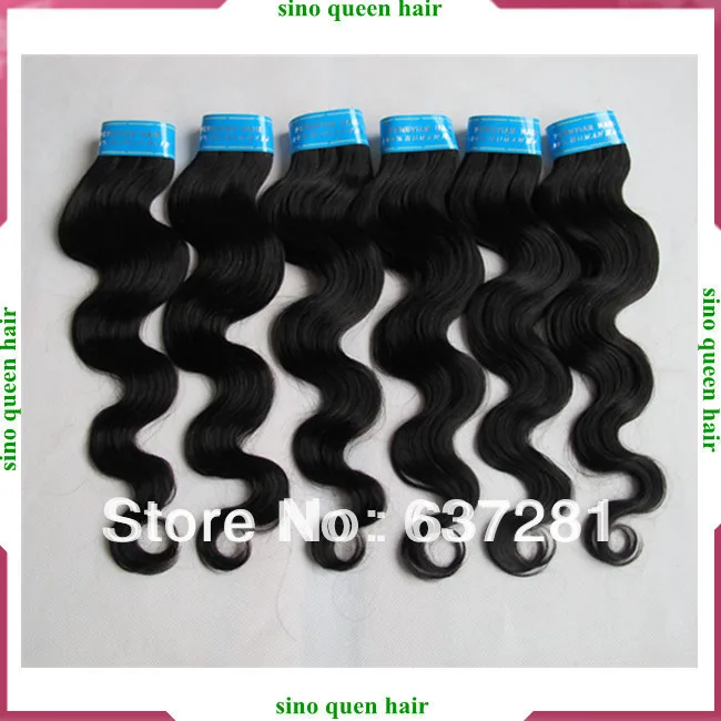 Sino Queen:Wholesale Price 10pcs/lot Peruvian Human Hair Extension Free Shipping Fashion Body Wave 8-28&quot Natural Black#1b 50g/pc |