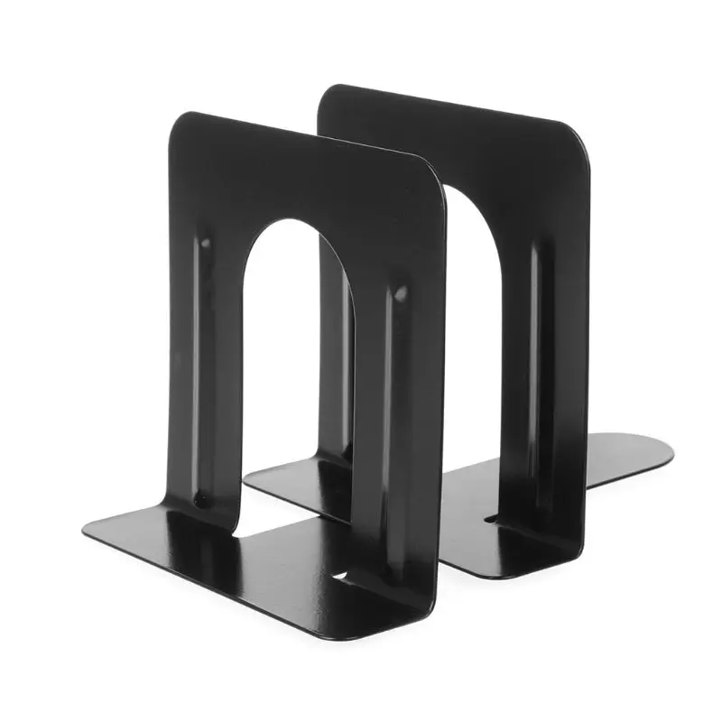 2pcs Simple Style Metal Bookends Iron Support Holder Nonskid Desk