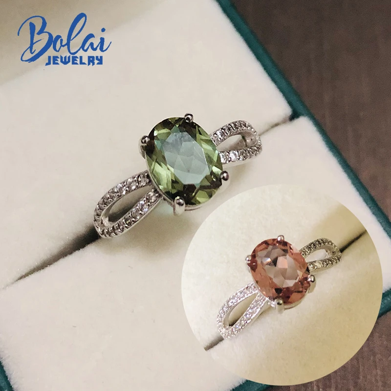 

Bolai zultanite wedding ring 925 sterling silver color change diaspore oval gemstone fine jewelry rings for women best gift