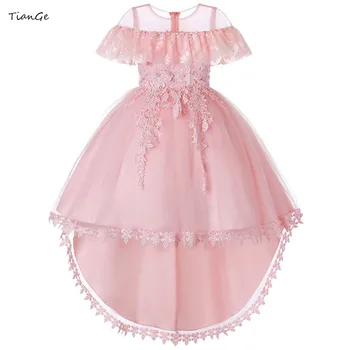 

High Quality Bridesmaid Kids Dress For Girls Wedding Princess Elegant Cape Ball Gown Children Formal Girl Party Pageant Dresses