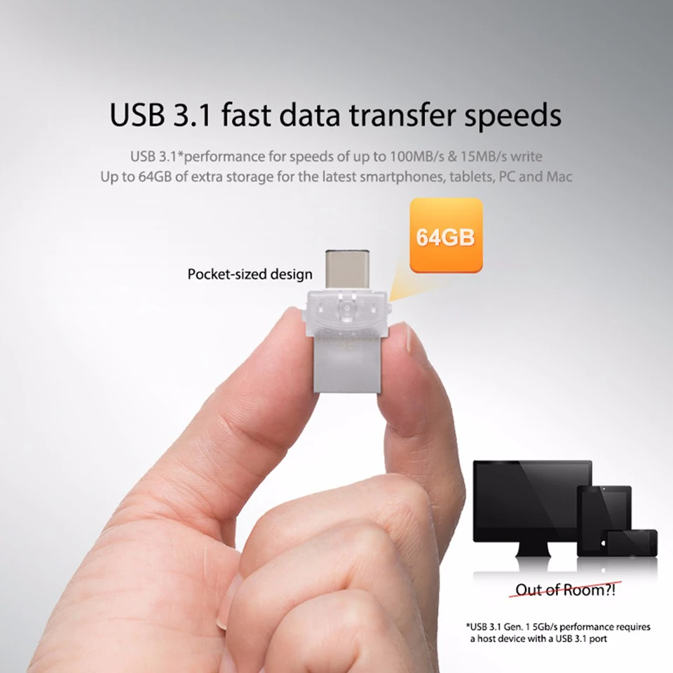 kingston USB флеш-накопитель DataTraveler Micro Duo 3C 64 ГБ 32 ГБ 16 ГБ USB 3,1 для ПК телефона с портом type-C