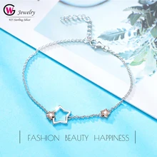 GW модное серебристое S925 женские цепочки и Браслеты Шарм Подвеска звезда летние пляжные украшения модный стиль браслет для женщин