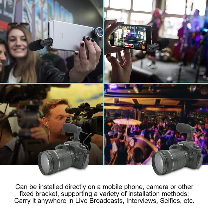 3,5 мм Портативный конденсаторный микрофон многофункциональный крепление Камера микрофоны для Canon Nikon D-SLR интервью микрофоном для