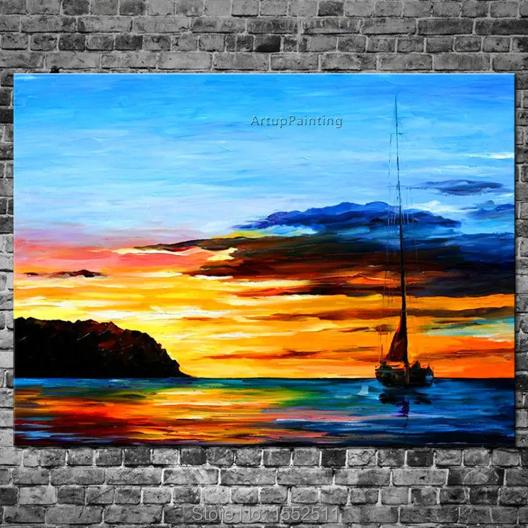 Household adornment ship painting abstract oil painting canvas wall picture modern household to decorate the living room
