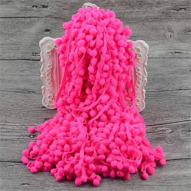 5 метров 1 см кружевная Лента ткань Швейные аксессуары помпон хлопок украшения с помпонами кисточка шар бахрома отделка DIY Материал Одежда - Цвет: Pink