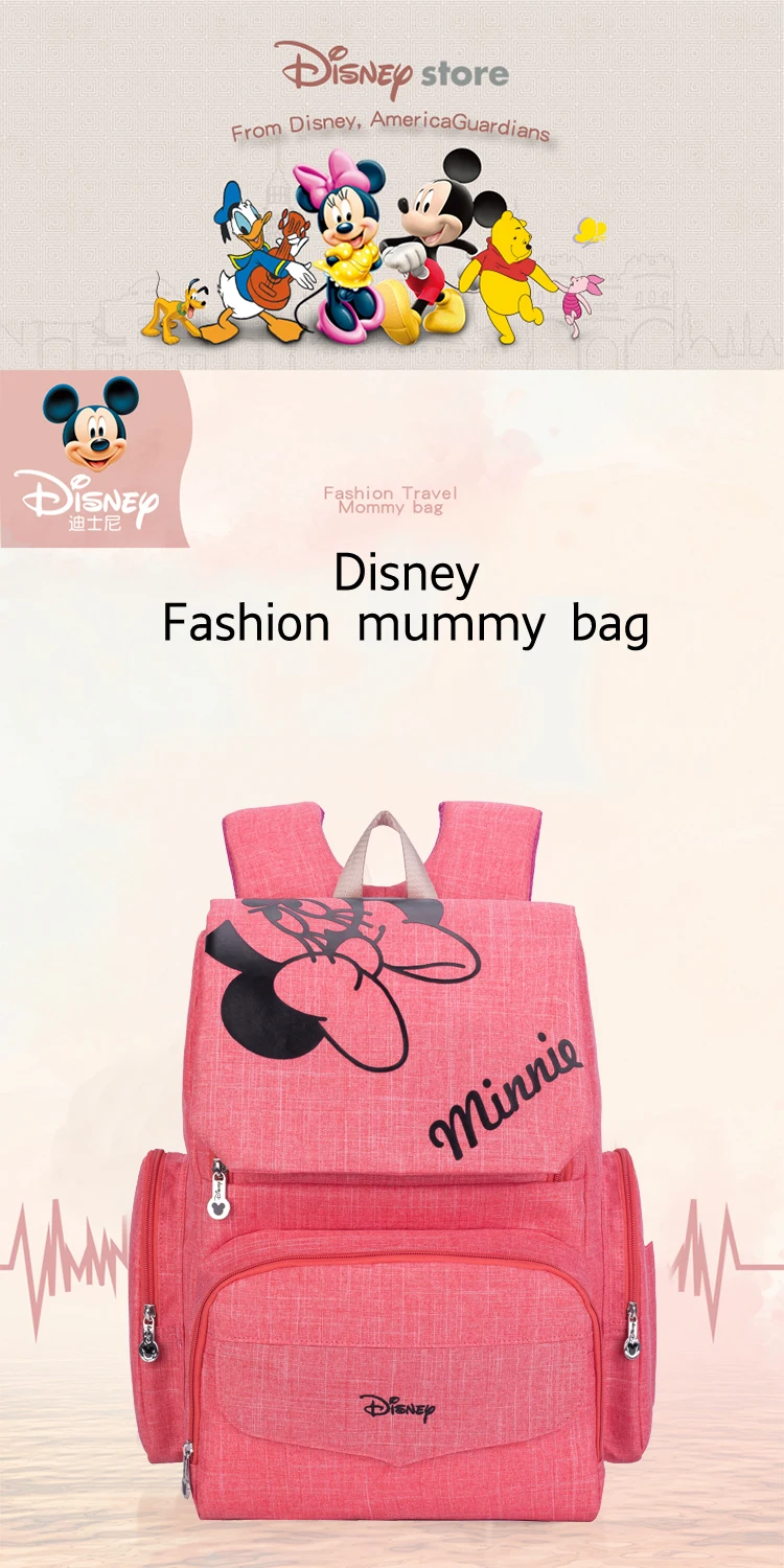 Детские пеленки с изображением Минни и Микки Мауса, рюкзак, Большая вместительная сумка для подгузников, дорожная сумка для ухода за ребенком, женская сумка