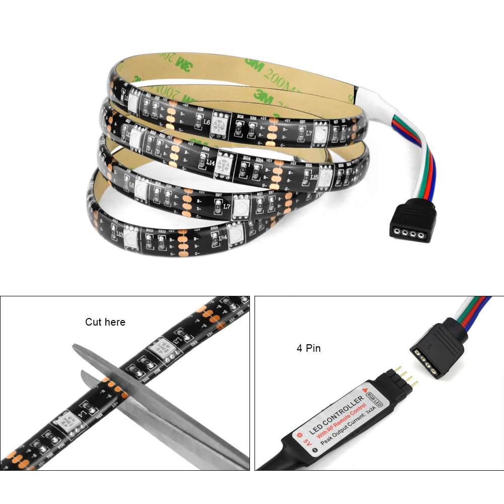 Светодиодный светильник 5 в с питанием от USB 1 м 2 3 4 RGB для ТВ 5050 Диодная