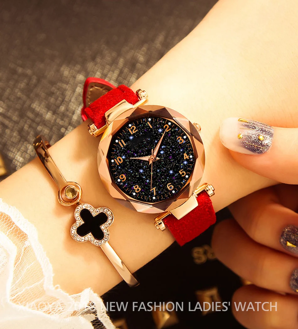 Роскошные женские часы Звездное небо часы платье наручные часы кожаный ремешок Кварцевые часы Женские Reloj Mujer Orologio Donna Numeri