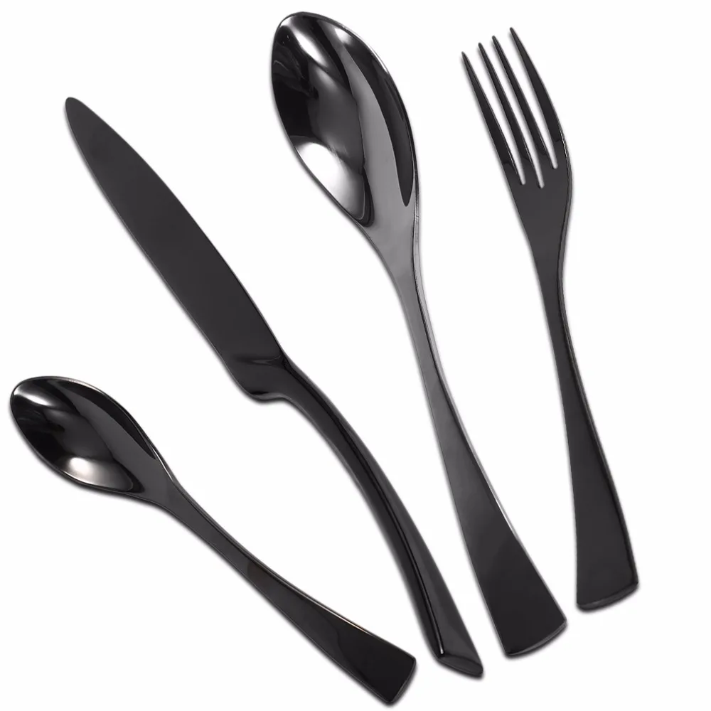 Черный Западная еда нержавеющая сталь столовые приборы стейк вилы нож для стейка столовая посуда комплект 4 шт. костюм