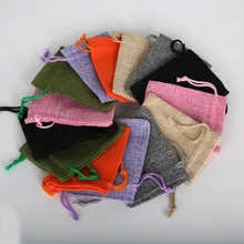 5 unids/lote de bolsas de yute de arpillera Natural Vintage para regalo, bolsa de embalaje de joyería, bolsas de regalo para boda, suministros para fiestas