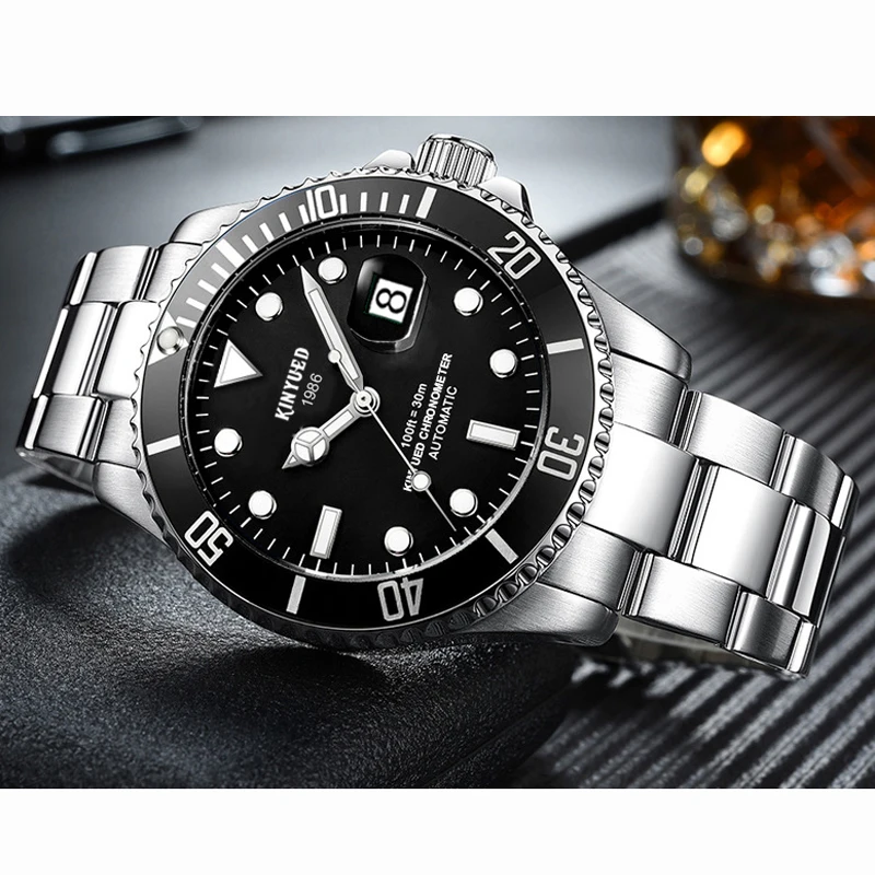 KINYUED Brand Men Mechanical Watch Automatic Role Date Fashione luxury Submariner Clock Male Reloj Hombre Relogio Masculino