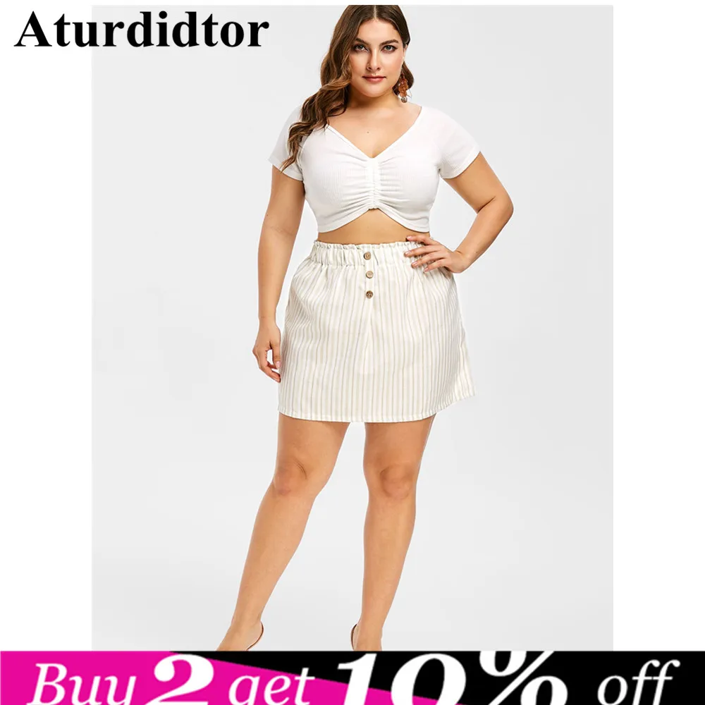 

Plus Size 4XL Button Detail Textured Pencil Skirt Women White Skinny High Waist Mini Skirts Ladies Elegant Office Skirt XXXL