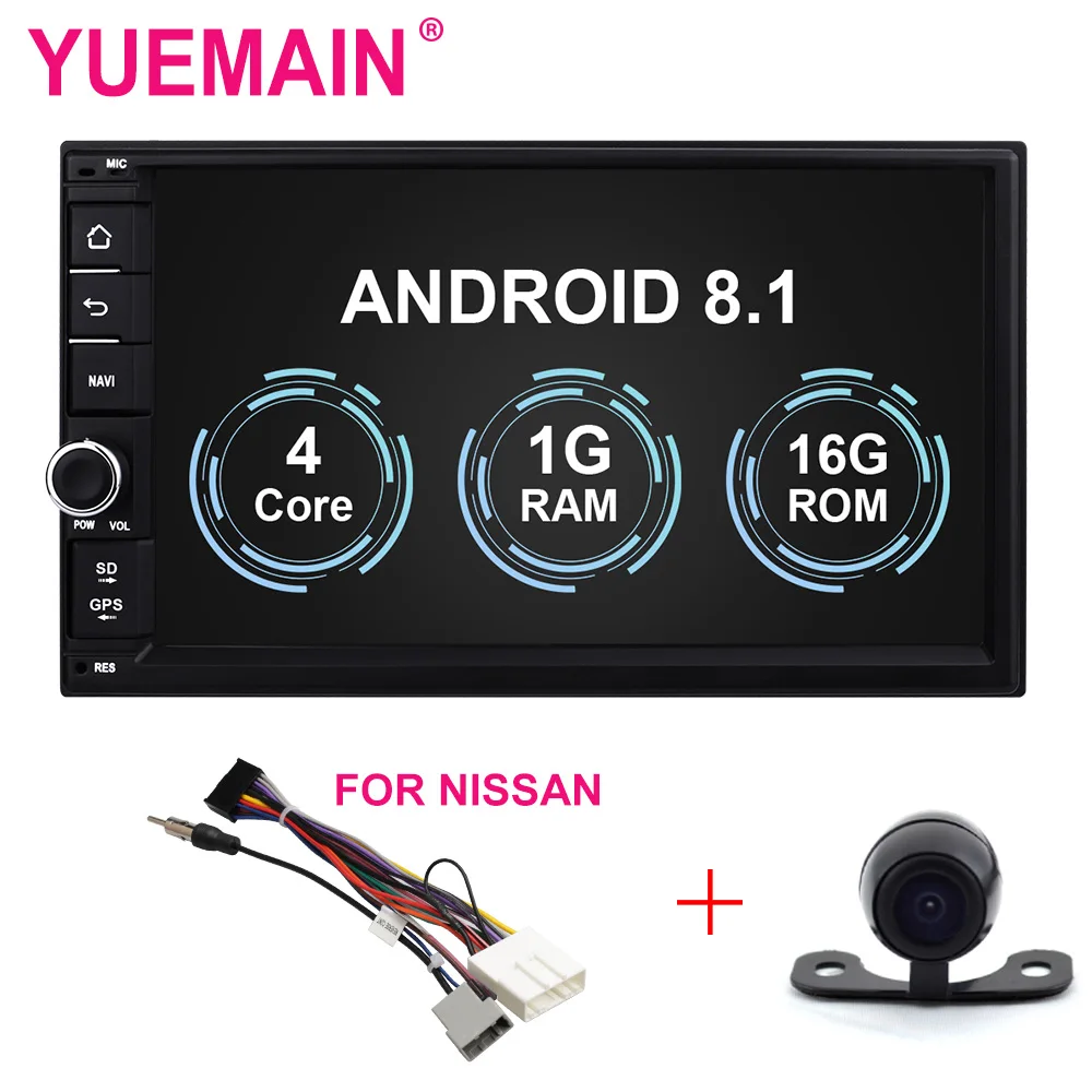 YUEMAIN 2din Android 8,1 автомобильный мультимедийный плеер для Nissan/Toyota Corolla/VW магнитола авторадио gps навигации FM/AM USB регистратор OBD2 камера заднего вида - Цвет: RAM 1 GB For NISSAN