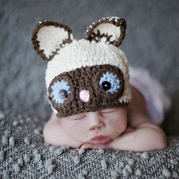 

Infant Version White Fox Hand-knitted Wool Crochet Wild Child Photography Props Newborn Baby One Hundred Days Clothing