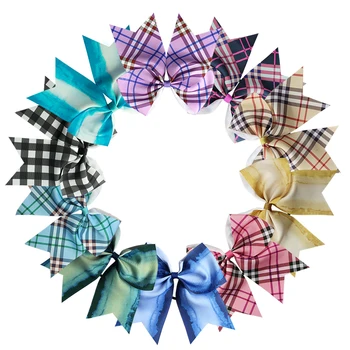 

8'' Lattice ink swallow tail Unicorn Cheer Bows Print Flower Hair Bow With Elastic Hair Bands For Girls Boutique Hair Accessorie