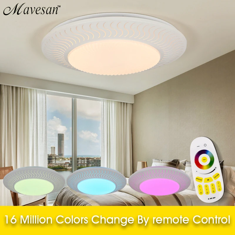 

Modern Ceiling Light Remote Control RGB LED Lamp Dimmable Living Room Lighting Fixture Bedroom Smart light AC90-265v
