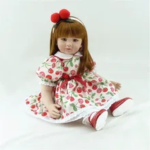 22-дюйма 55 см силиконовые куклы для новорожденных, реалистичные игрушки для новорожденных, красивое платье с цветочным рисунком вишни