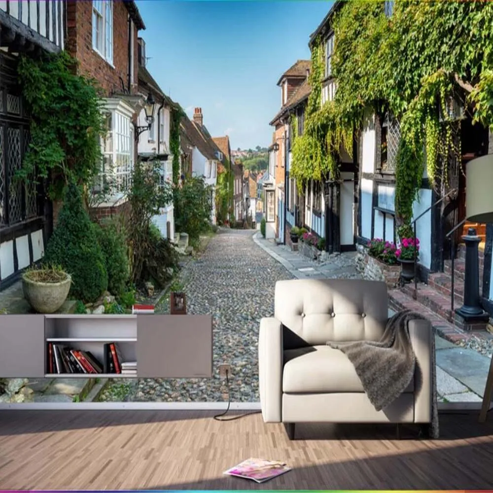 

Итальянская Европейская улица фотообои 3D печать фоторулоны для гостиной Декор Стен Ландшафт цветок настенная бумага