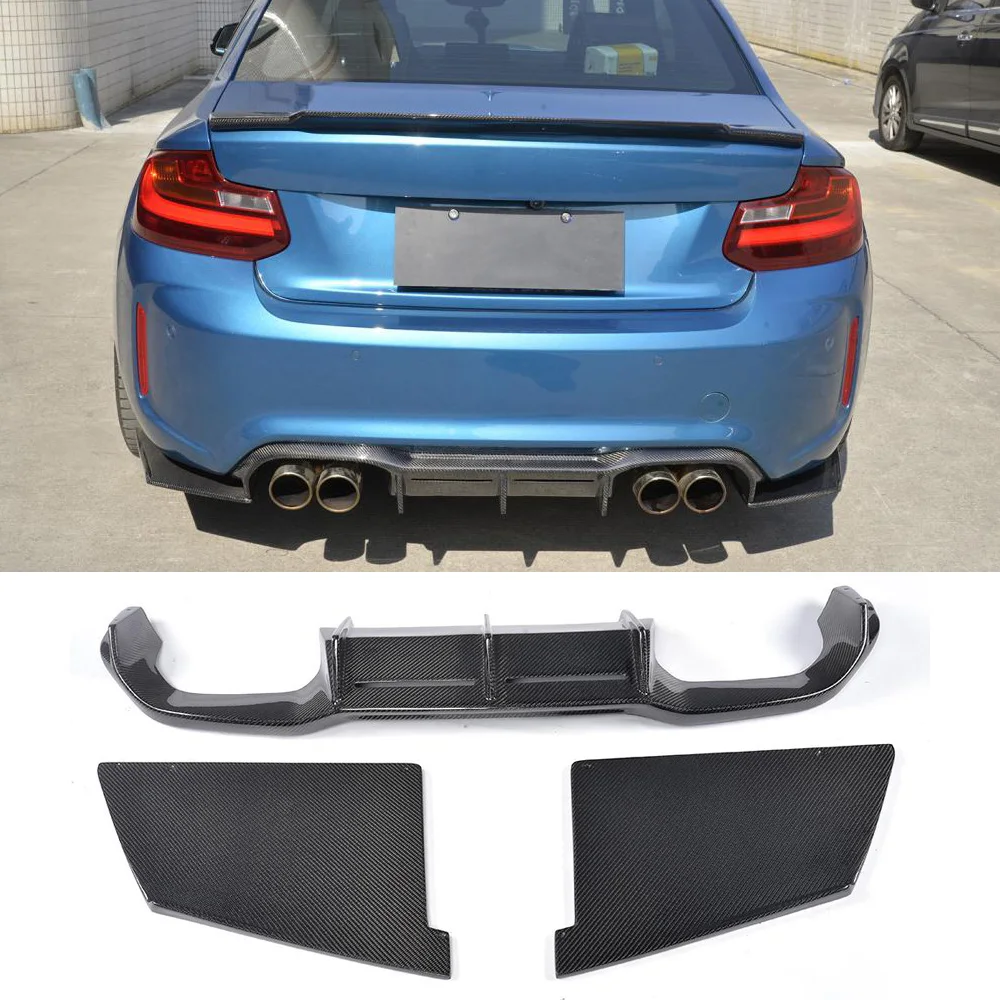 

Styling Carbon Fiber Rear Diffuser Lip Spoiler Bumper Guard for BMW 2 Series F87 M2 2016 2017 M Type Fins Shark Style Diffuser
