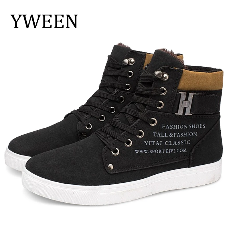 YWEEN/Новое поступление; Мужская зимняя обувь с высоким берцем; Новая Теплая Обувь На Шнуровке; мужские ботильоны