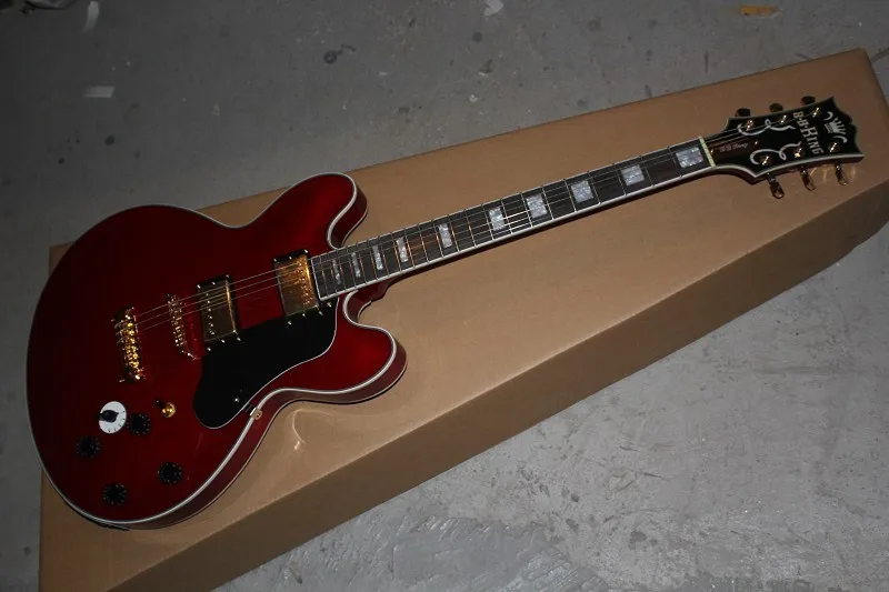 

Free Shipping, Top Musical instruments Wholesale 5-speed switch B B King Lucille red Electric Guitar 14-3-12
