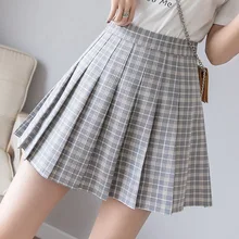 Летние Плиссированные Мини Юбки женские с завышенной талией аккуратный, милый плед женские юбки
