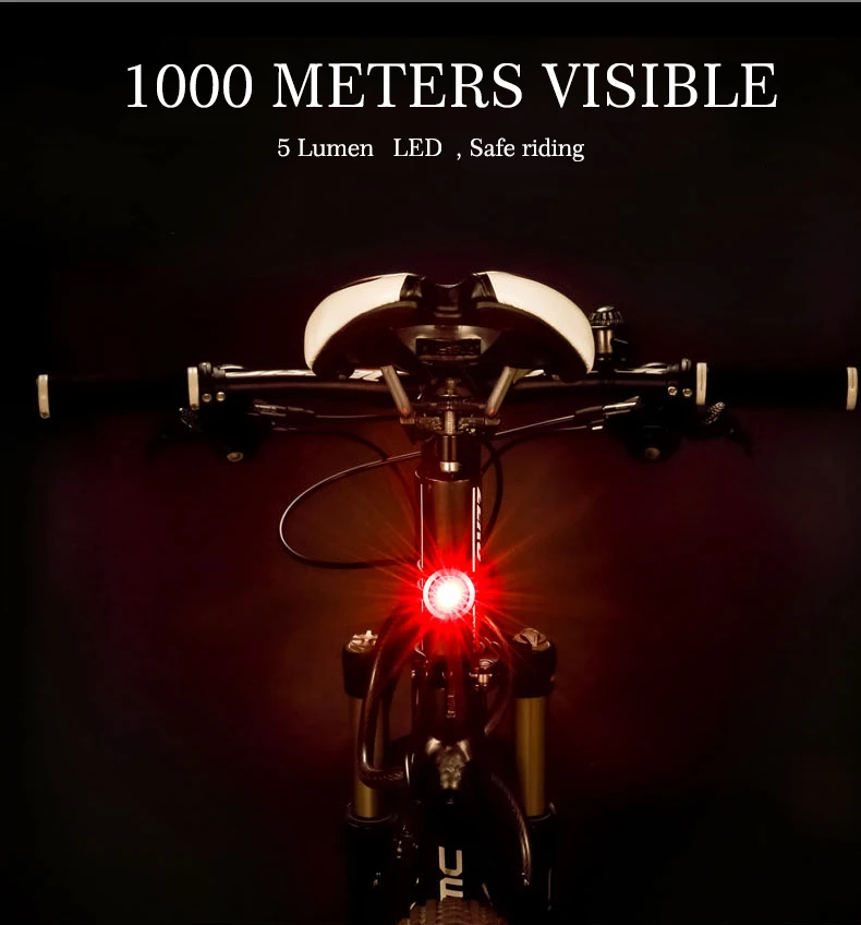 Sale Waterproof IPX5 Intelligent Bicycle Light USB Rechargeable 5 Lumen Taillight Mini LED MTB Road Bike Cycling Rear Lights 3