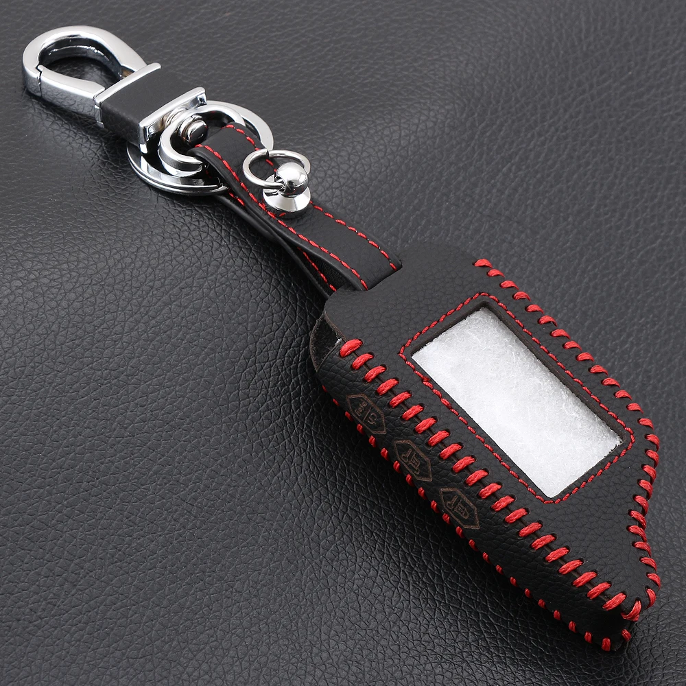 

AndyGo Fashion Genuine Leather Key Case Holder keychain For Starline B9/B91/B6/B61/A91/A61/V7 C9 LCD Way Car Remote 2 Way Alarm