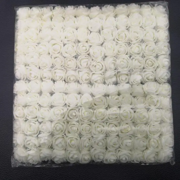 144 шт. 2 см искусственные мини-цветы из пенопласта для дома, свадьбы, автомобиля, украшения, искусственные розы для рукоделия, многоцветные букеты - Цвет: milk white