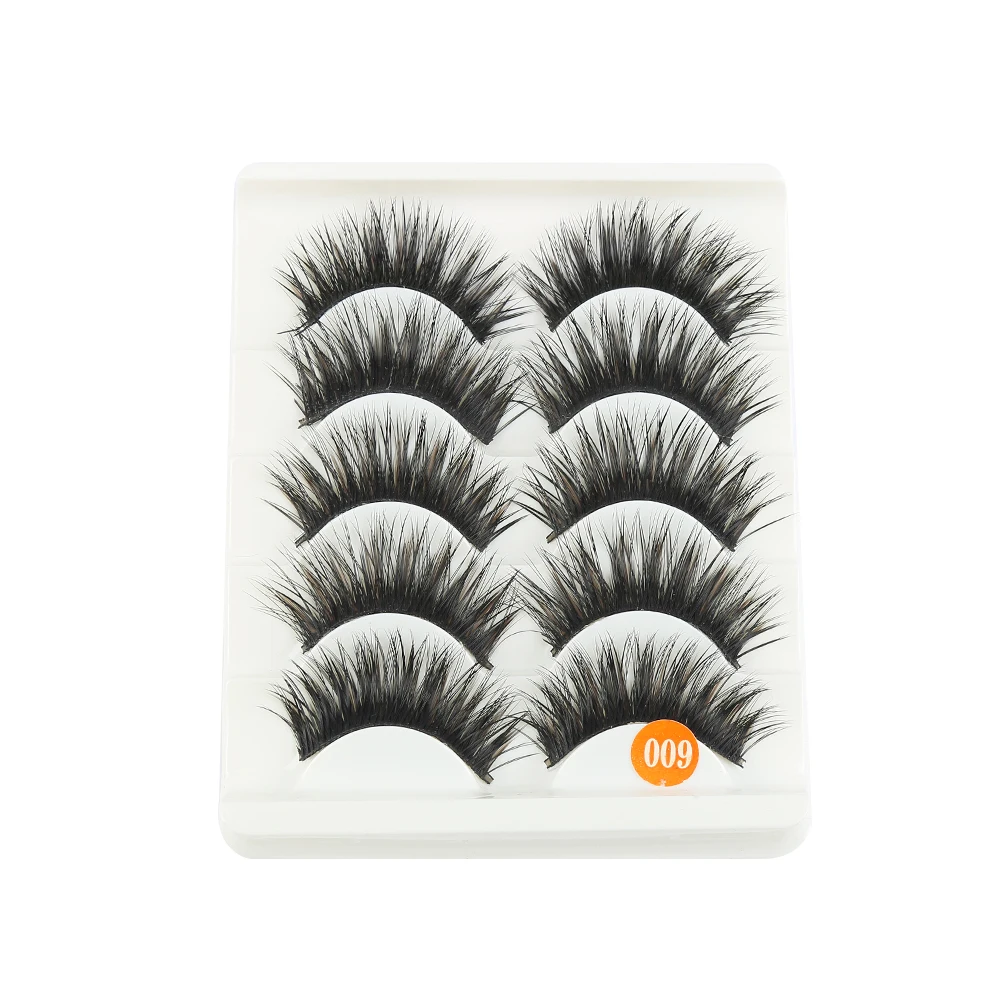 

5 Pairs Natural Soft Eyelash Thick Cross False Eyelashes Makeup Handmade Sexy Eye lashes Brown+Black Long/1Pc Pink Storage Box