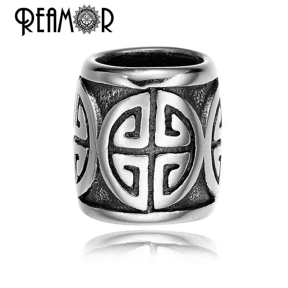

REAMOR Stainless Steel Big Hole Tibetan Long Beads Metal Spacer Barrel Beads For Jewelry Making DIY Wholesale Jewelry Findings