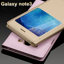 

For Samsung Galaxy Note 3 case,PU Leather Free Answer Window sleep wake-up function smart flip case for galaxy note3 case