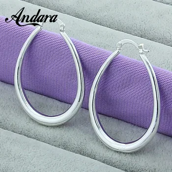 Hot Sale 925 Sterling Silver Simple U Shaped Hoop Earrings For Women Fashion Jewelry Wedding Accessories L095