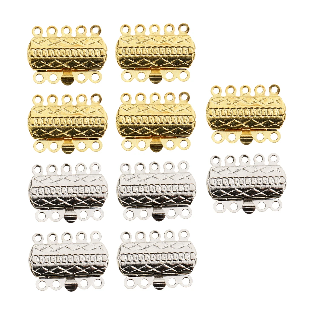 10x Pinch Push Box Clasps 5 Strand Clasp Rectangle 15*14mm Beaded Bracelet Necklace Jewelry Findings Accessories for jewelry