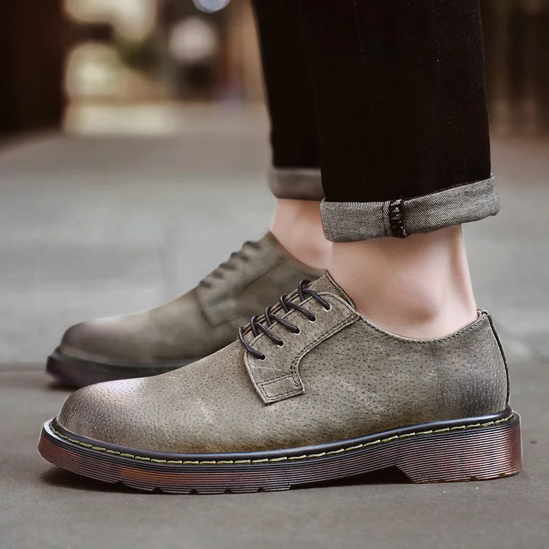 

Mens Shoes Genuine Leather Men's Handmade Casual Fashion Designer Male Work Breathable Big Toe Shoes Lace-up Footwear Size 38-46