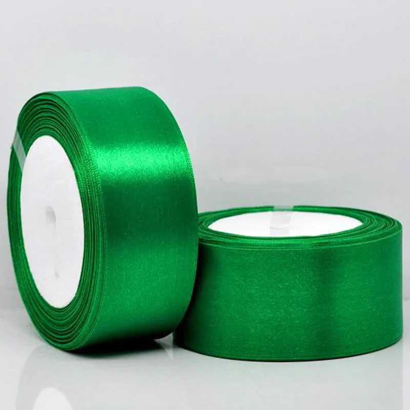 25 ярдов 1 рулон 1-1/" Широкая Зеленая атласная лента для упаковки крафт Свадебная лента для украшения бант 38 мм