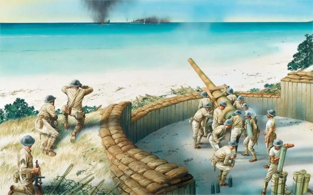 art soldiers island Wake 1941. Atoll located in northern part of the