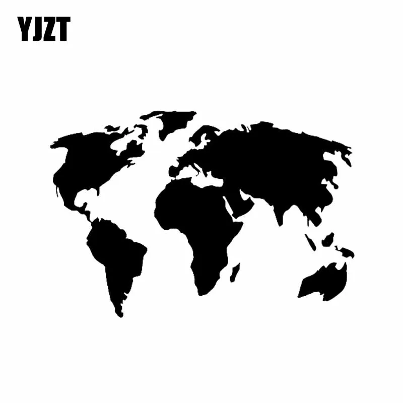 YJZT 18CM*12.2CM World Map Personality Fashion Decor Decal Car Sticker Black/Silver Vinyl Graphical C11-0932