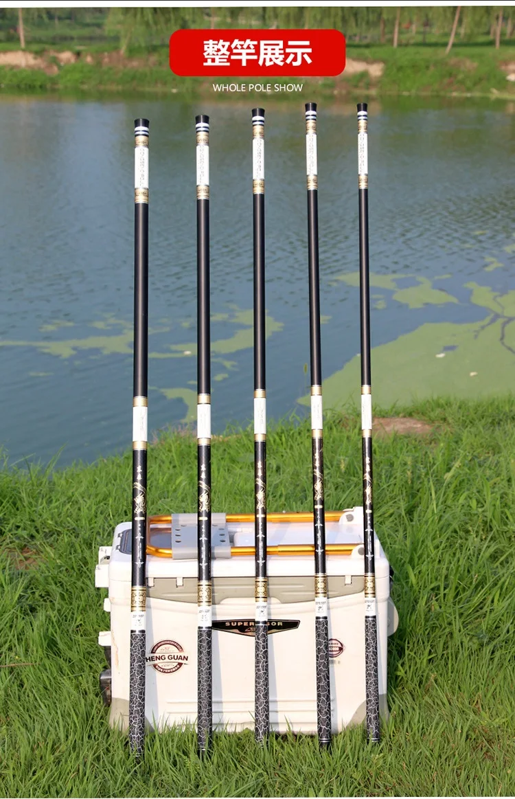 Drop Shipping new hard carbon stream rod taiwan fishing rod Ultralight 3.6m-8.1m power hand crap pole peche