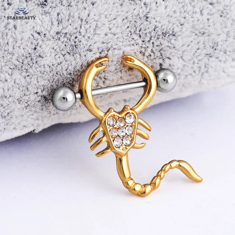 

2pcs/lot Dormineering Scorpion Nipple Ring Body Jewelry Women Pircing Pezon Mujer Stainless Steel Nipple Piercing Gift