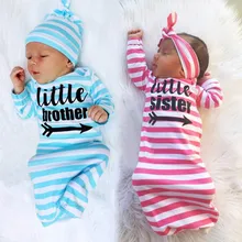 Комплект из 2 предметов; пижама в полоску с буквенным принтом для новорожденных девочек и мальчиков; нарядная одежда; шапка/повязка на голову+ одеяла; 20