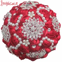 Wifelai-который нужно собрать своими руками букет из горного хрусталя невесты алмаз брошь с жемчугом свадебный букет винно-красный шелк розы свадебные букеты W230-L Выходные туфли на выпускной