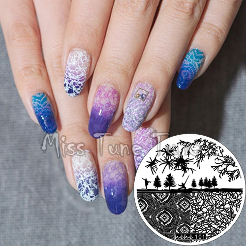 New Premium Stamping Plate hehe101 Forest Tree Ground Earth Patterns Temple Nail Art Stamp Template Image Transfer | Красота и