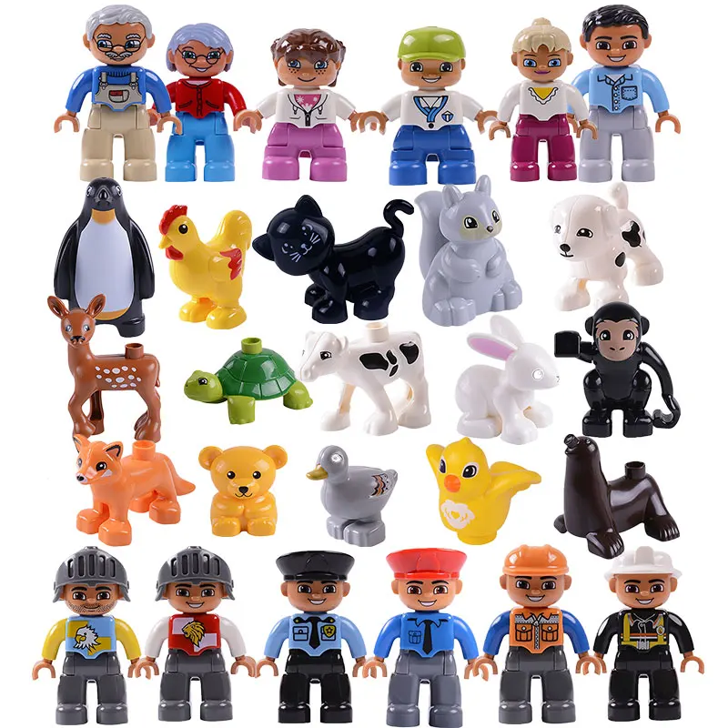 

Single Sale Big Size Family And Animal Building Blocks Character Compatible Legoings Duplo Figures Educational Toys For Children