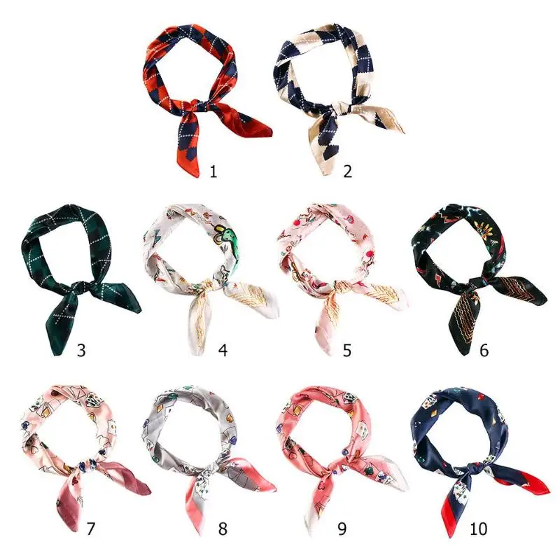 Fashion Women Shawl Geometric Print Square Scarf Casual Neck Hair Tie Band Decoration Accessories Gift