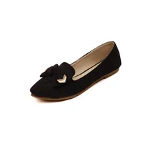 Big size 34-43 Black deep mouth pointed flat Bowtie shoes Woman flat shoes style Fashion Women ballerina flats