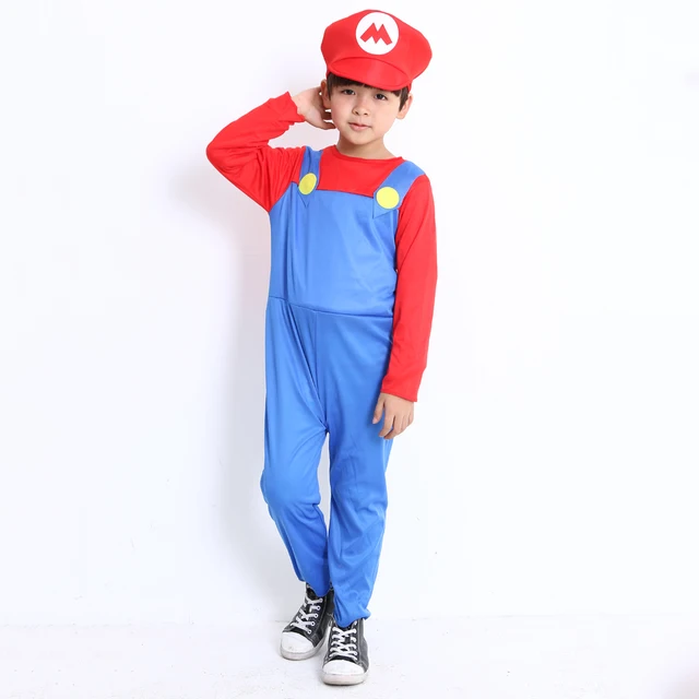 Cosplay Adults and Kids Super Mario Bros Cosplay Dance Costume Set Children Halloween Party MARIO & LUIGI Costume for Kids Gifts -