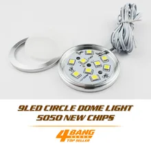 50 шт. DC 12 В холодный белый Светодиодный светильник для шкафа 9 светодиодный SMD5050 шайба лампа с цоколем купольный светильник лампа Точечный светильник+ соединительный провод+ адаптер